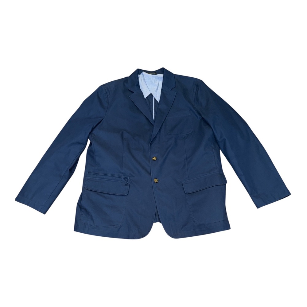 LL Bean Men 48 Tall Navy Blue CoolMax Cotton Blend Blazer Sport Coat 501458